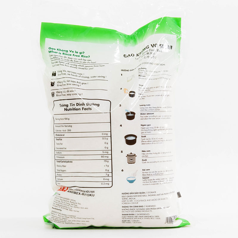 Gạo không vo Sushi 5kg thương hiệu KITOKU SHINRYO