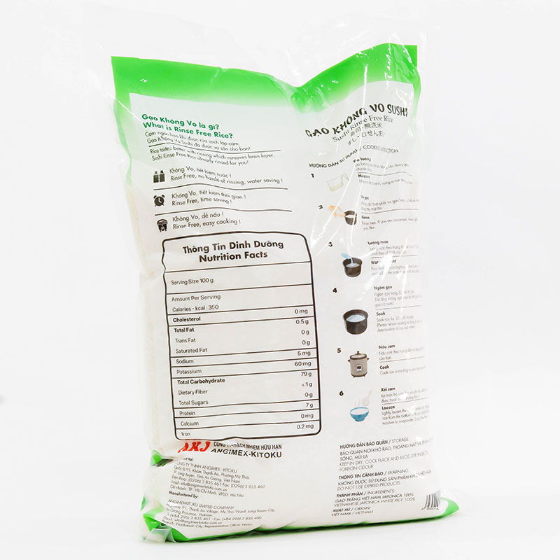 Gạo không vo Sushi 5kg thương hiệu KITOKU SHINRYO