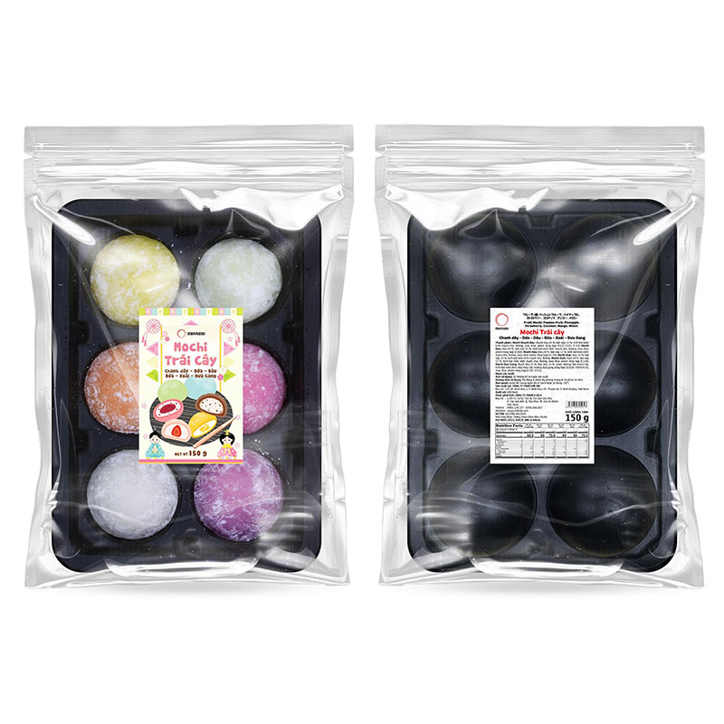 Mochi trái cây (chanh dây, dứa, dâu, dừa, xoài, dưa gang) 150g (6 cái) thương hiệu 