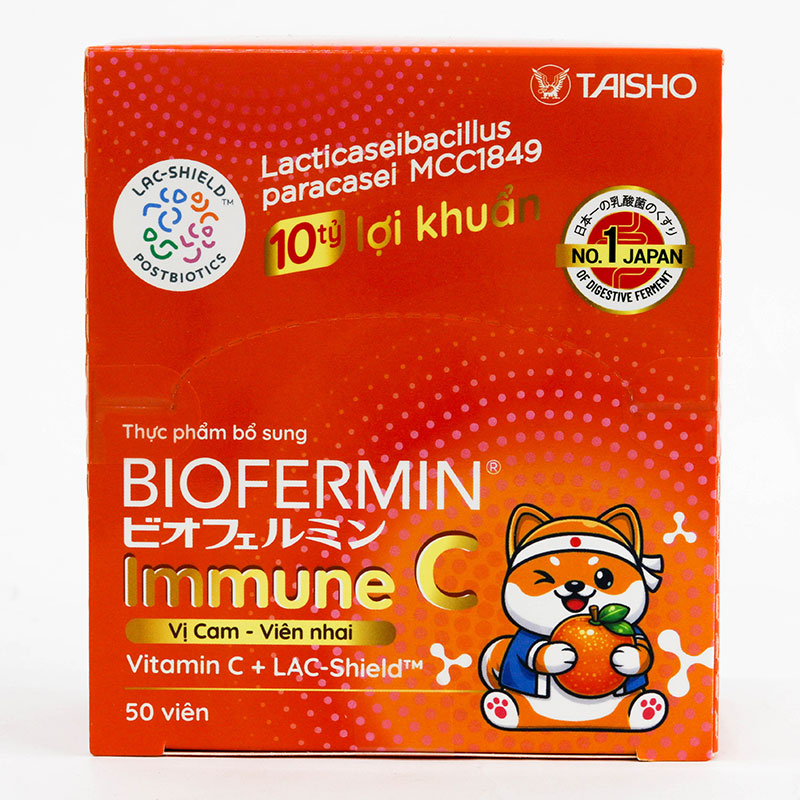 TPBS: Viên nhai Biofermin Immune C - vị cam (50 viên) thương hiệu 
