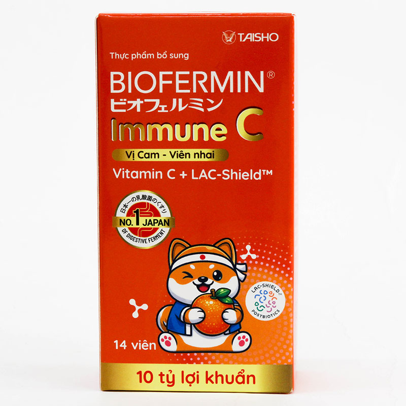 TPBS: Viên nhai Biofermin Immune C - vị cam (14 viên) thương hiệu 