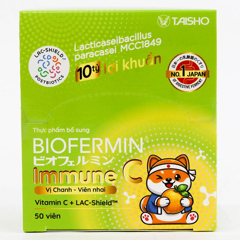 TPBS: Viên nhai Biofermin Immune C - vị chanh (50 viên) thương hiệu 