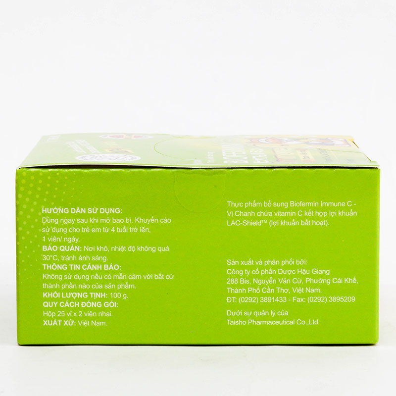 TPBS: Viên nhai Biofermin Immune C - vị chanh (50 viên) thương hiệu 