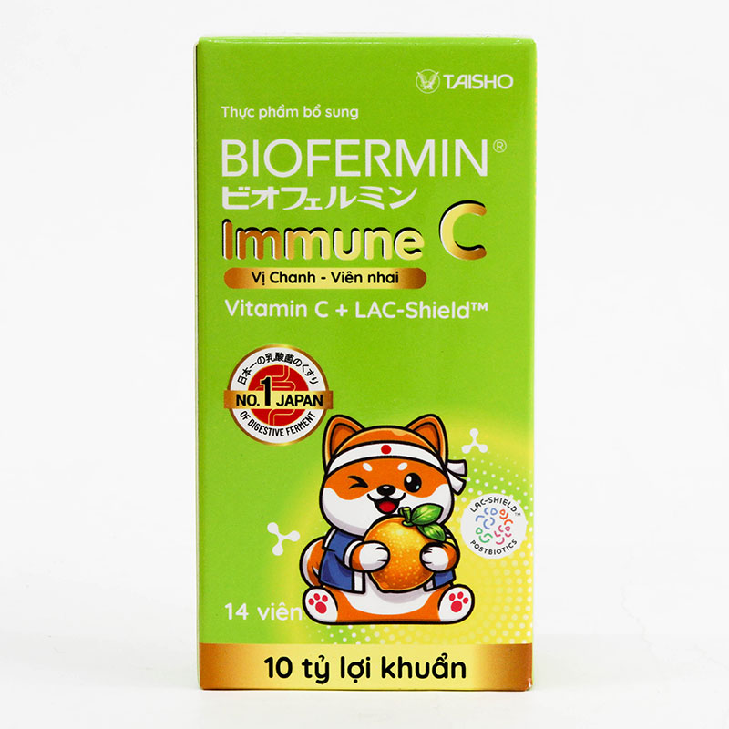 TPBS: Viên nhai Biofermin Immune C - vị chanh (14 viên) thương hiệu 