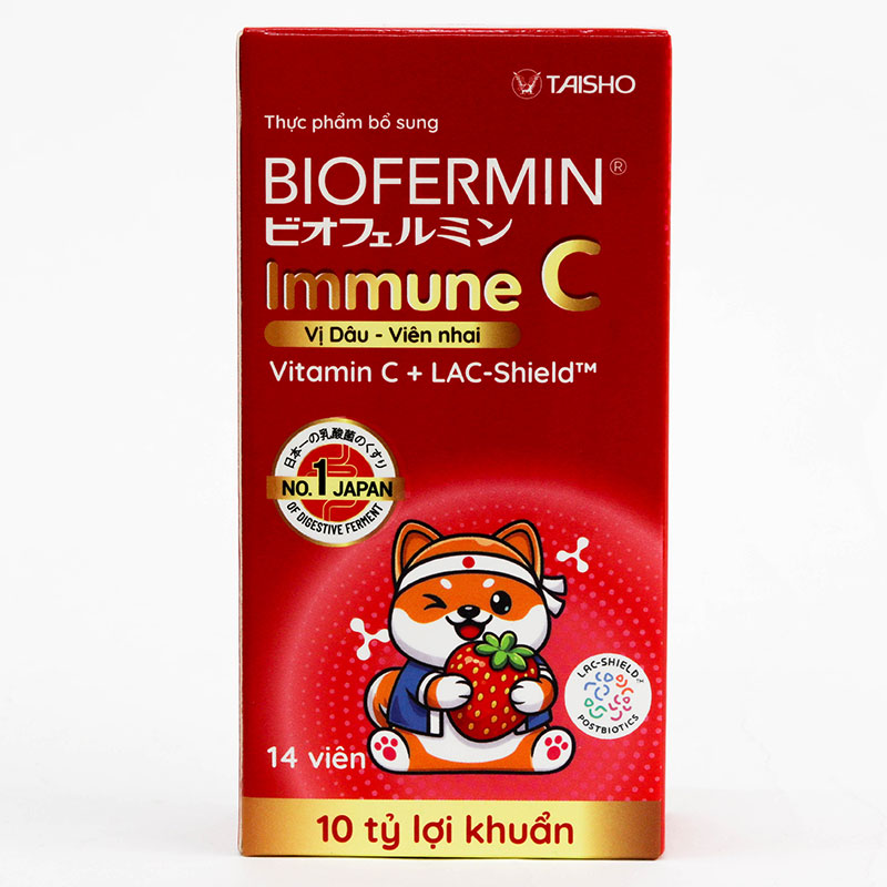 TPBS: Viên nhai Biofermin Immune C - vị dâu (14 viên) thương hiệu 