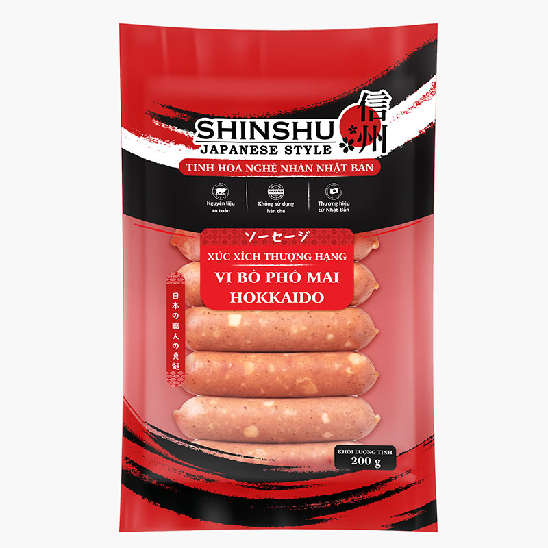 Xúc xích thượng hạng vị bò phô mai Hokkaido 200g thương hiệu 