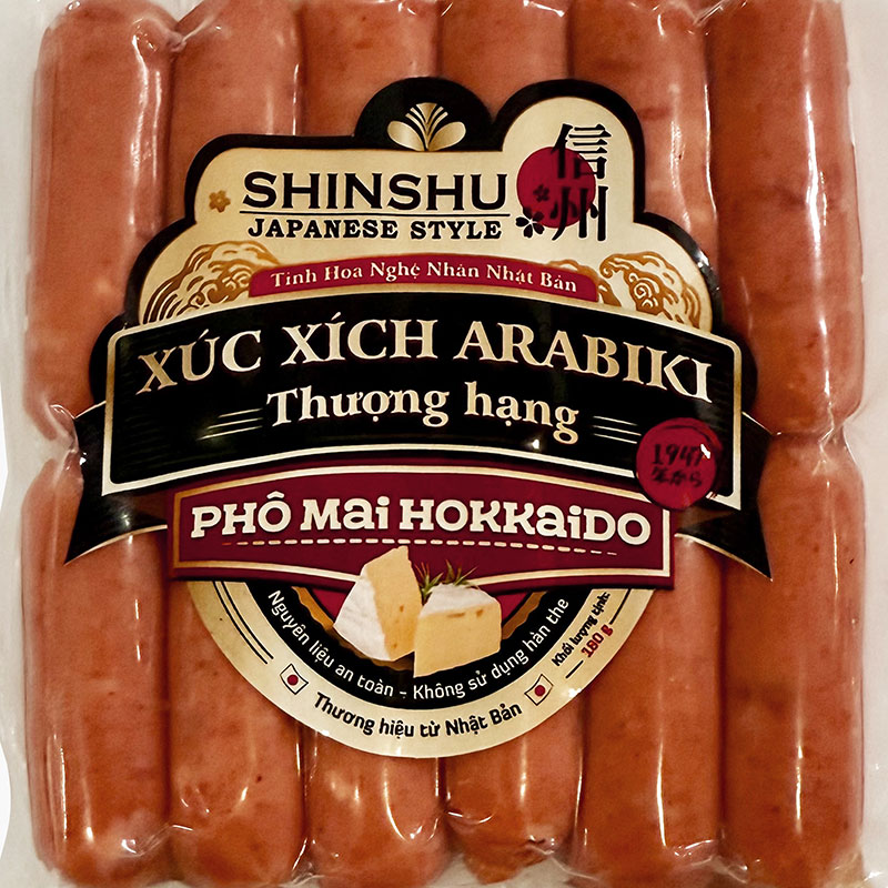Xúc xích Arabiki thượng hạng phô mai Hokkaido 180g thương hiệu 