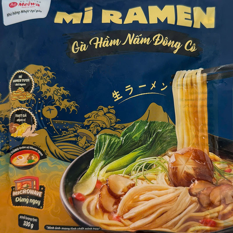 Mì ramen gà hầm nấm đông cô 330g thương hiệu MEIWA