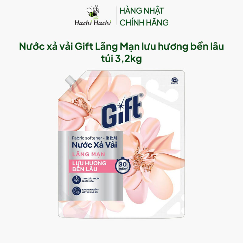 Nước xả vải Gift Lãng Mạn lưu hương bền lâu túi 3,2kg thương hiệu EARTH BIO CHEMICAL