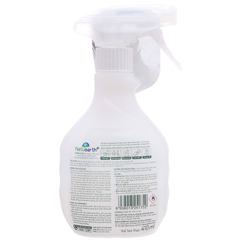 Chai xịt diệt khuẩn đa năng Natuearth Plus 410ml thương hiệu EARTH BIO CHEMICAL