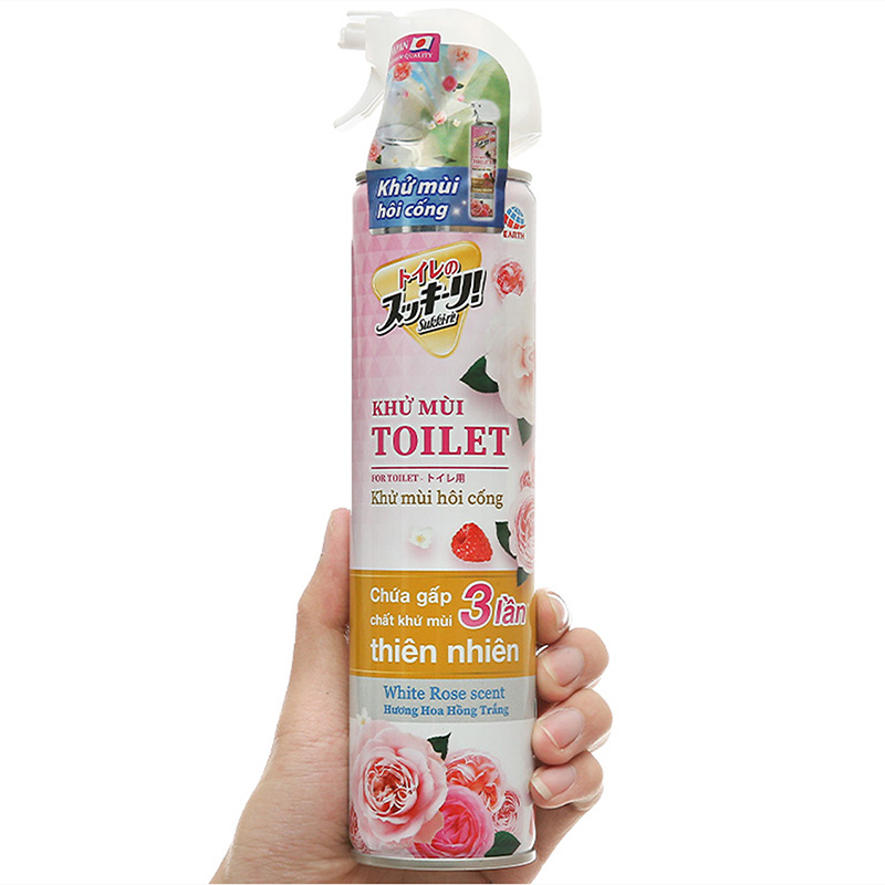 Bình xịt khử mùi Toilet Sukkiri hương hoa hồng trắng 320ml thương hiệu EARTH BIO CHEMICAL