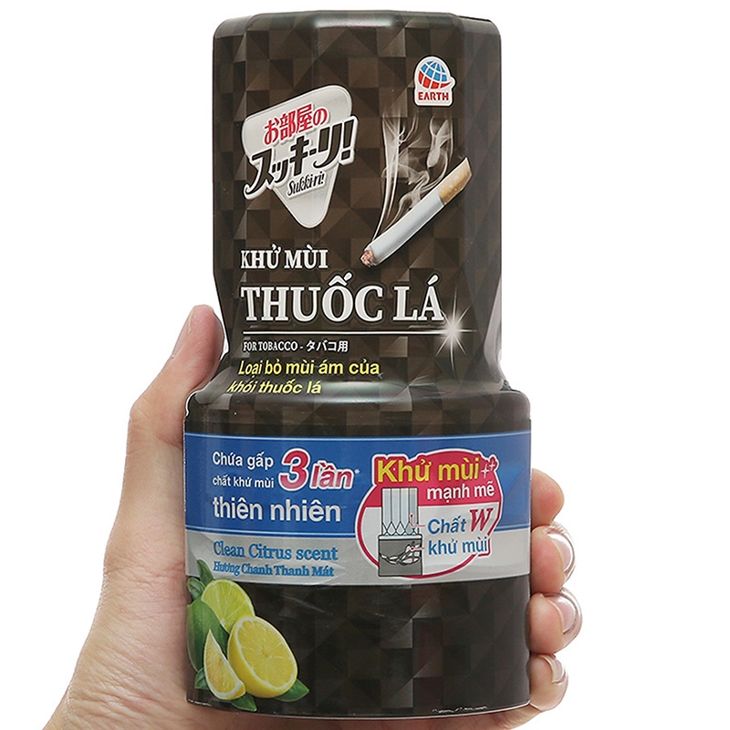 Dung dịch khử mùi thuốc lá Sukkiri hương chanh thanh mát 400ml thương hiệu EARTH BIO CHEMICAL