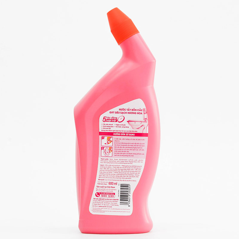 Nước tẩy bồn cầu Gift siêu sạch hương hoa 600ml, kháng khuẩn 99.9% thương hiệu EARTH BIO CHEMICAL