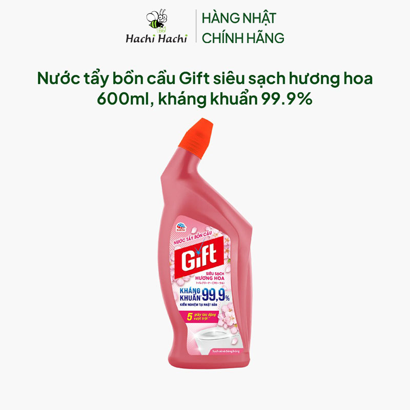 Nước tẩy bồn cầu Gift siêu sạch hương hoa 600ml, kháng khuẩn 99.9% thương hiệu EARTH BIO CHEMICAL
