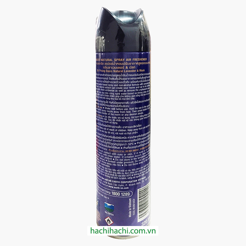 Xịt phòng Oasis Natural Lavender & Musk 320ml thương hiệu EARTH BIO CHEMICAL