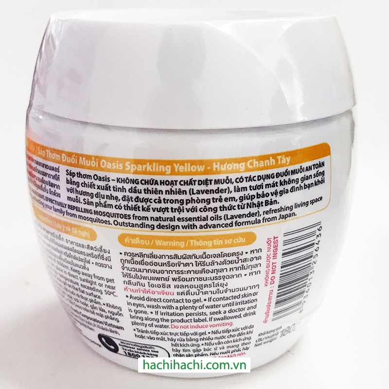 Sáp thơm đuổi muỗi Oasis Sparkling yellow hương chanh tây 180g thương hiệu EARTH BIO CHEMICAL