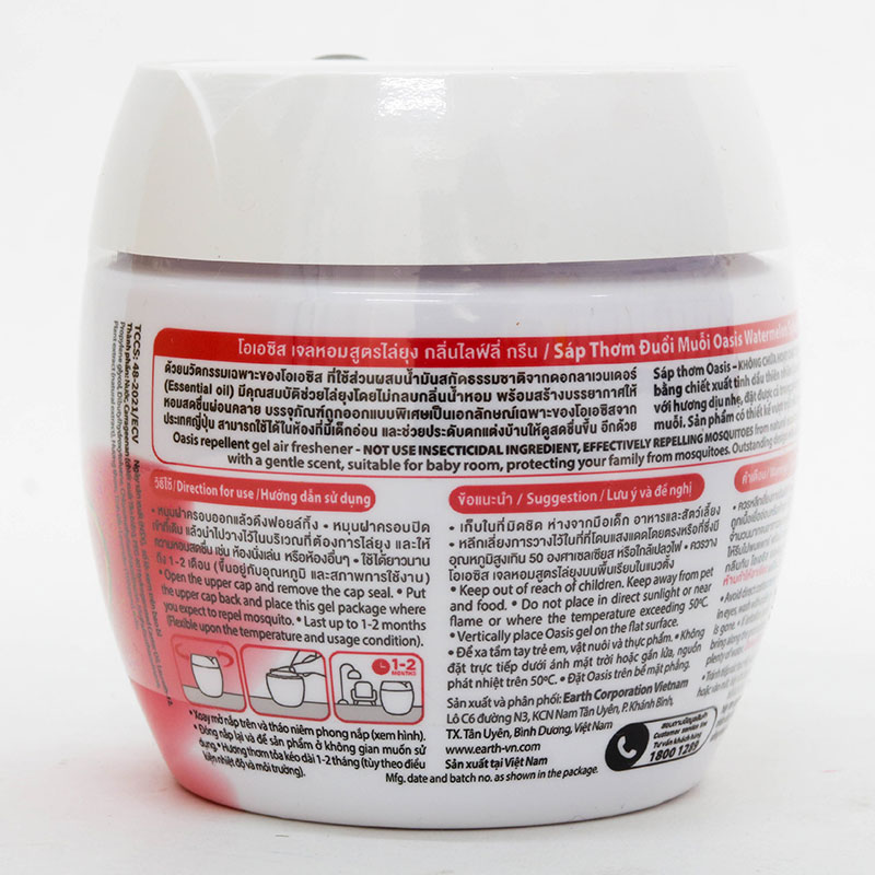 Sáp thơm đuổi muỗi Oasis Watermelon Splash hương dưa hấu 180g thương hiệu EARTH BIO CHEMICAL