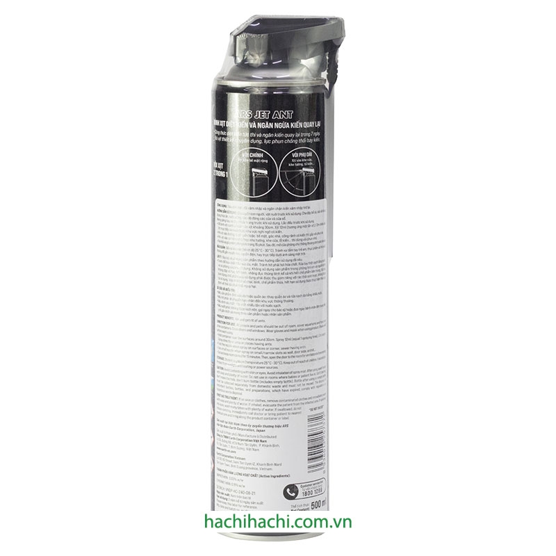 Bình xịt kiến ngăn ngừa kiến quay lại Ars Jet Ant 500ml (Hương Sakura) thương hiệu 