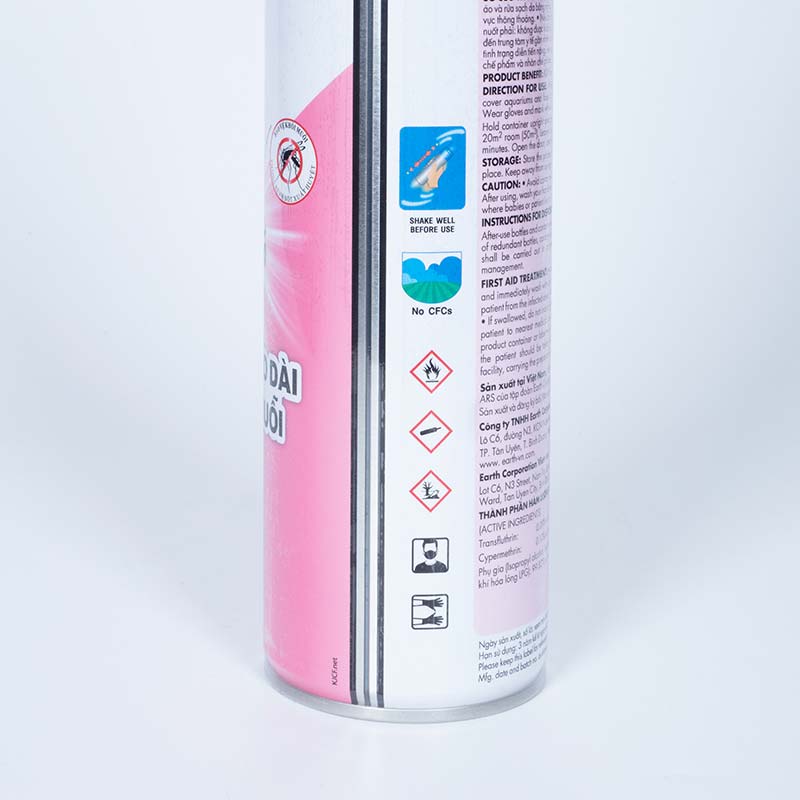 Bình xịt ruồi muỗi ARS PINK 600ml Không mùi hương, tác dụng kéo dài trong 4 giờ với muỗi thương hiệu EARTH BIO CHEMICAL