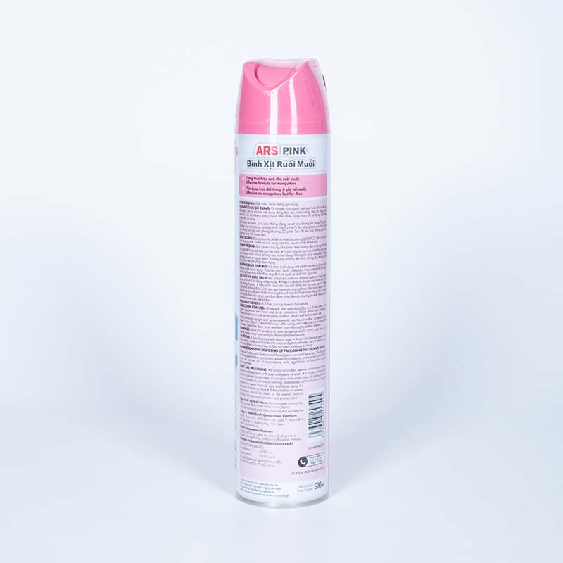 Bình xịt ruồi muỗi ARS PINK 600ml Không mùi hương, tác dụng kéo dài trong 4 giờ với muỗi thương hiệu EARTH BIO CHEMICAL