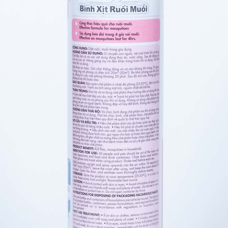 Bình xịt ruồi muỗi ARS PINK 600ml Không mùi hương, tác dụng kéo dài trong 4 giờ với muỗi thương hiệu EARTH BIO CHEMICAL
