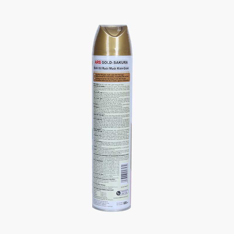 Bình xịt ruồi muỗi kiến gián ARS GOLD Sakura 600ml Hương Sakura, tác dụng kéo dài trong 4 tuần với gián thương hiệu EARTH BIO CHEMICAL