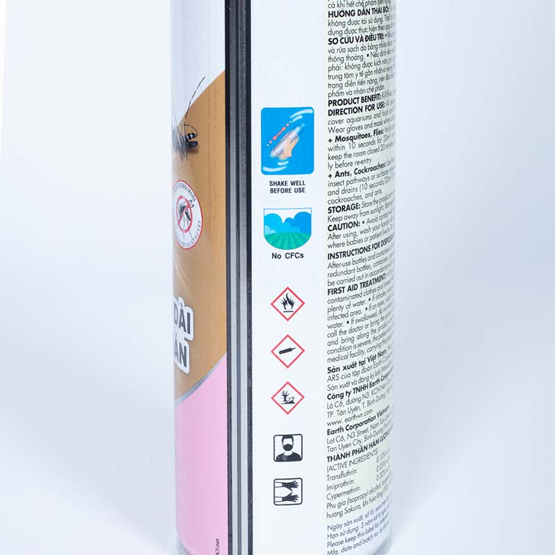 Bình xịt ruồi muỗi kiến gián ARS GOLD Sakura 600ml Hương Sakura, tác dụng kéo dài trong 4 tuần với gián thương hiệu EARTH BIO CHEMICAL