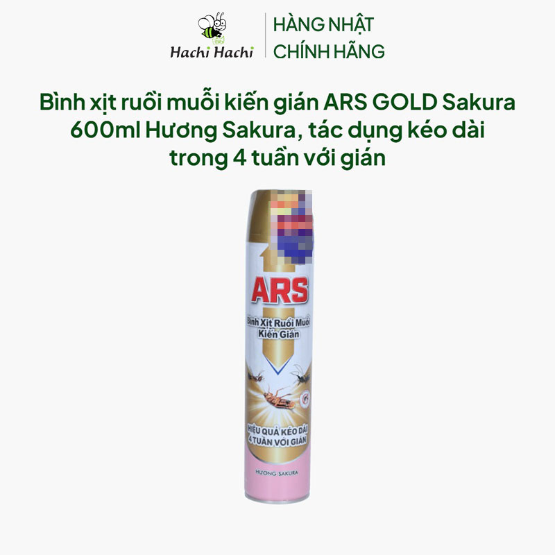 Bình xịt ruồi muỗi kiến gián ARS GOLD Sakura 600ml Hương Sakura, tác dụng kéo dài trong 4 tuần với gián thương hiệu EARTH BIO CHEMICAL