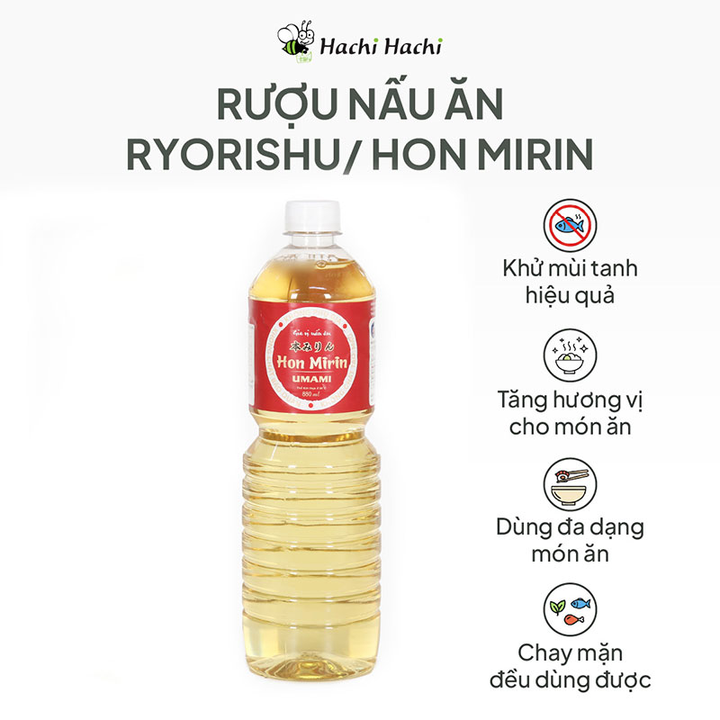 Gia vị nấu ăn Hon Mirin Umami 880ml, chay mặn đều dùng được thương hiệu 