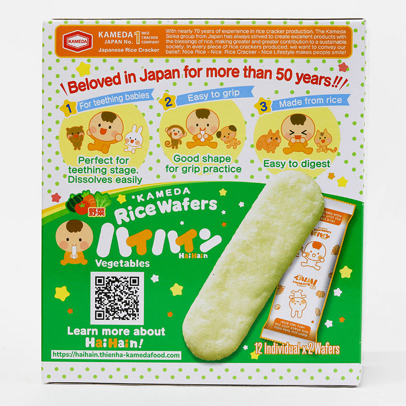 Bánh gạo Kameda Rice Wafers Haihain vị rau củ 40g (12 gói x 2 cái) thương hiệu 