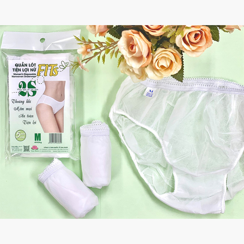 Quần lót tiện lợi nữ dùng 1 lần FITS 2S 5 cái (size M 45-52kg) thương hiệu VINA MASK