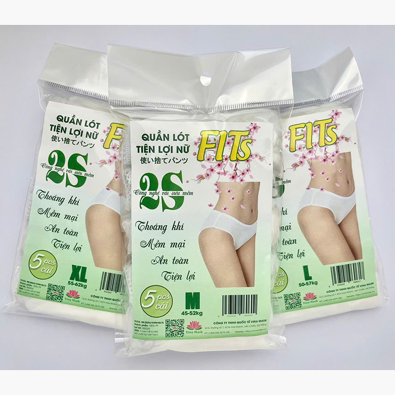 Quần lót tiện lợi nữ dùng 1 lần FITS 2S 5 cái (size M 45-52kg) thương hiệu VINA MASK