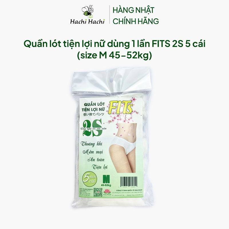 Quần lót tiện lợi nữ dùng 1 lần FITS 2S 5 cái (size M 45-52kg) thương hiệu VINA MASK