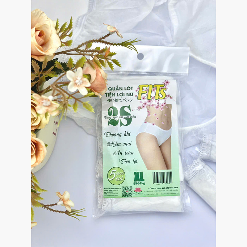 Quần lót tiện lợi nữ dùng 1 lần FITS 2S 5 cái (size XL 55-62kg) thương hiệu VINA MASK