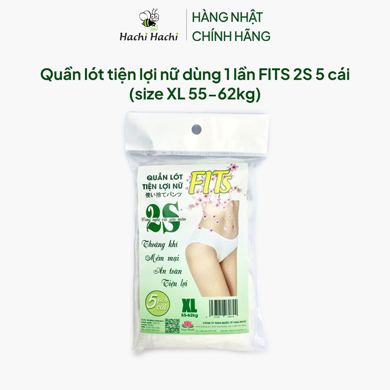 Quần lót tiện lợi nữ dùng 1 lần FITS 2S 5 cái (size XL 55-62kg) thương hiệu VINA MASK