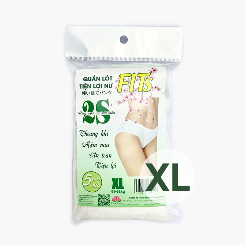 Quần lót tiện lợi nữ dùng 1 lần FITS 2S 5 cái (size XL 55-62kg)