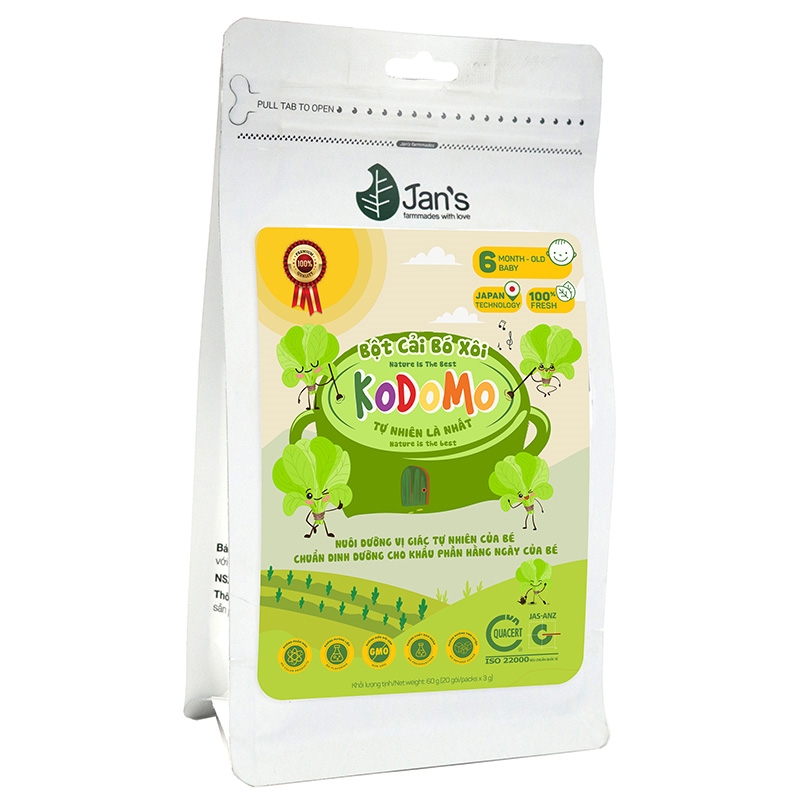Bột cải bó xôi Kodomo 60g (3g x 20 gói) thương hiệu 