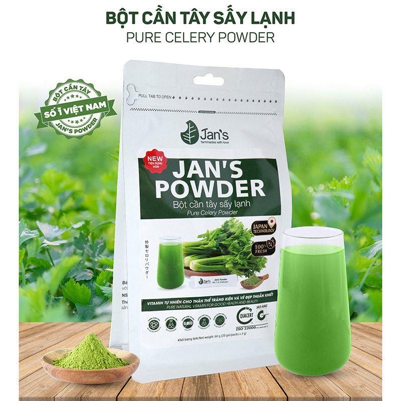 Bột cần tây sấy lạnh Jan's powder 60g (3g x 20 gói) thương hiệu 