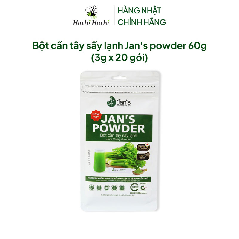 Bột cần tây sấy lạnh Jan's powder 60g (3g x 20 gói) thương hiệu 