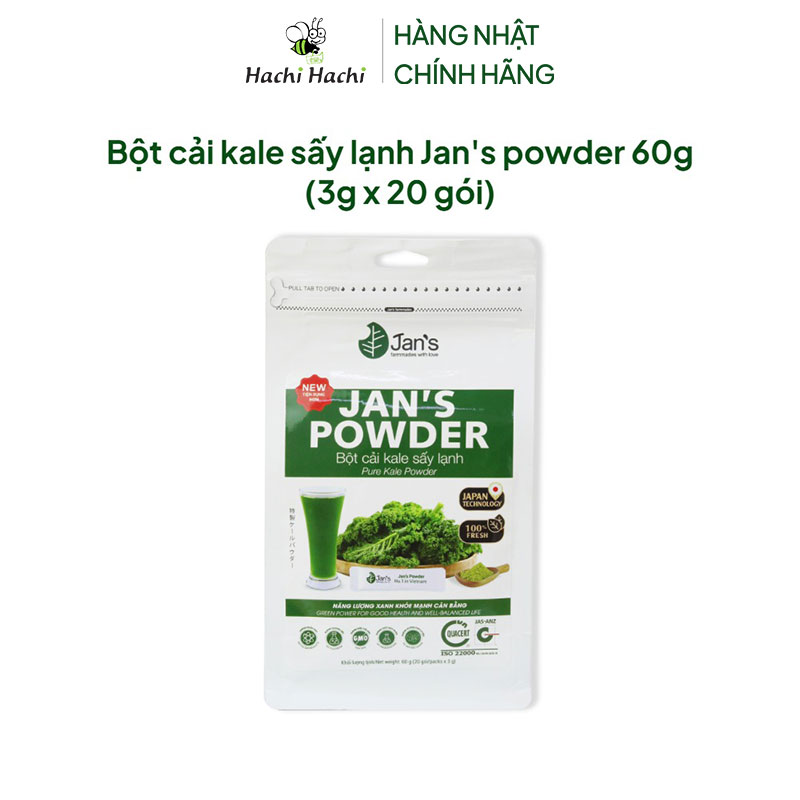 Bột cải kale sấy lạnh Jan's powder 60g (3g x 20 gói) thương hiệu 
