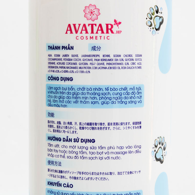 Sữa tắm trắng sáng da sữa bò tươi Avatar 800ml thương hiệu 