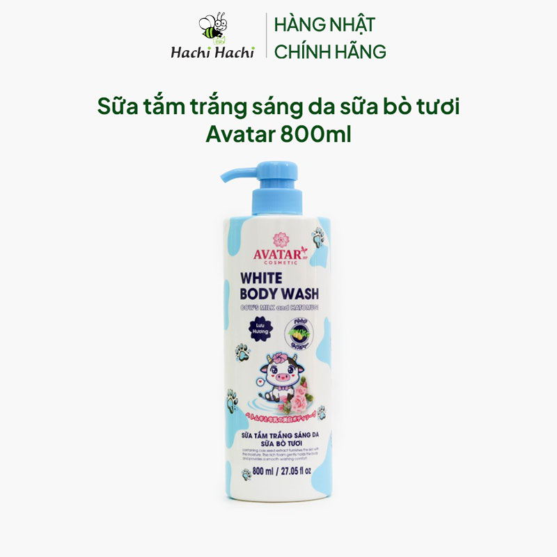 Sữa tắm trắng sáng da sữa bò tươi Avatar 800ml thương hiệu 