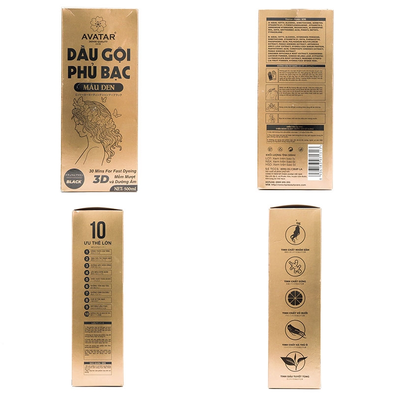 Dầu gội phủ bạc Avatar  màu đen 500ml thương hiệu 