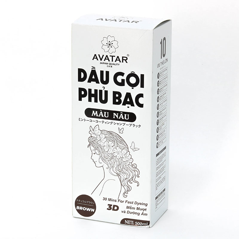 Dầu gội phủ bạc Avatar màu nâu 500ml thương hiệu 