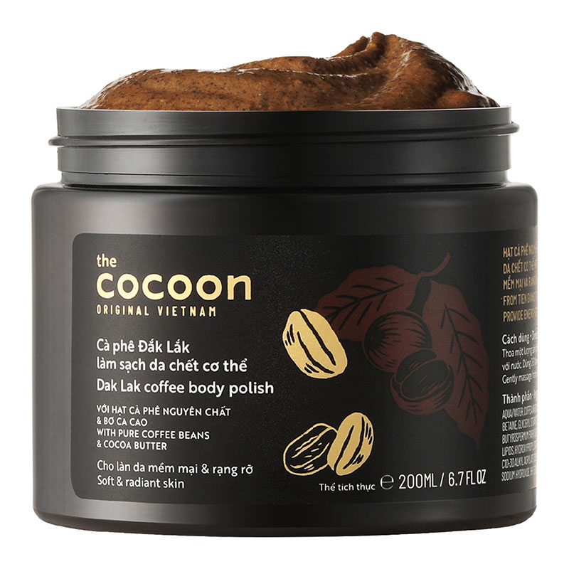 Cà phê Đắk Lắk làm sạch da chết cơ thể Cocoon 200ml thương hiệu COCOON