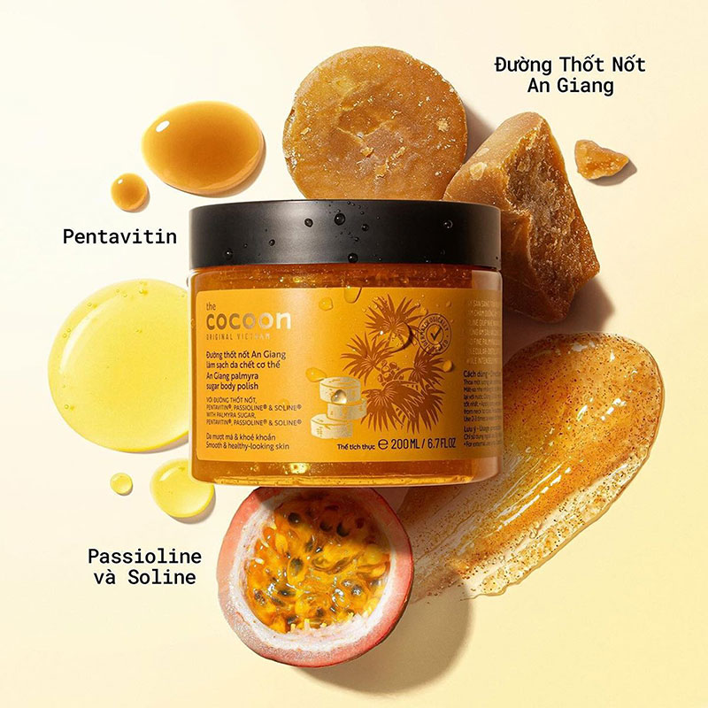 Đường thốt nốt An Giang làm sạch da chết cơ thể Cocoon 200ml thương hiệu COCOON