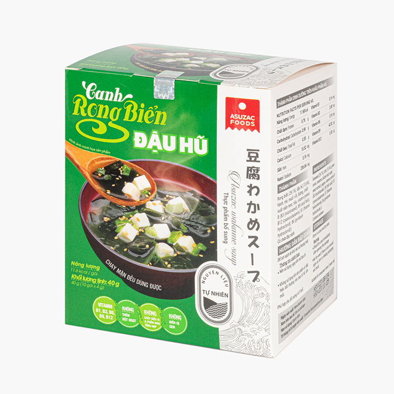Canh rong biển đậu hũ Asuzac 40g (4gx10gói) Chay mặn đều dùng được thương hiệu ASUZAC FOODS