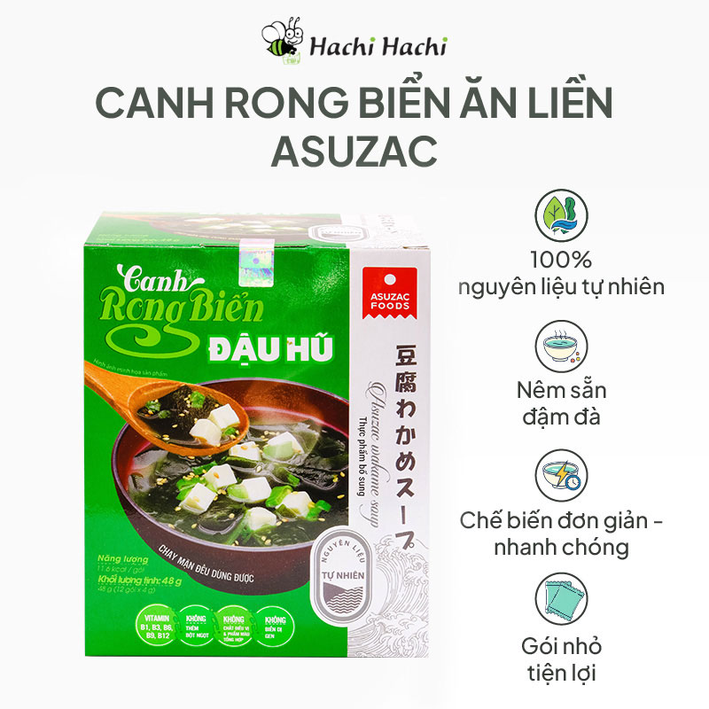 Canh rong biển đậu hũ Asuzac 40g (4gx10gói) Chay mặn đều dùng được thương hiệu ASUZAC FOODS