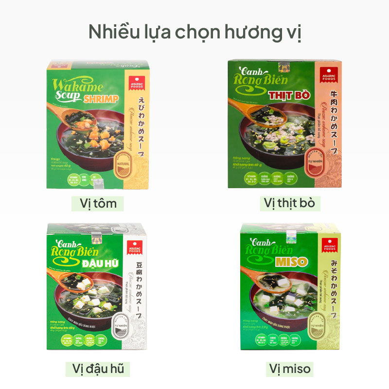 Canh rong biển đậu hũ Asuzac 40g (4gx10gói) Chay mặn đều dùng được thương hiệu ASUZAC FOODS