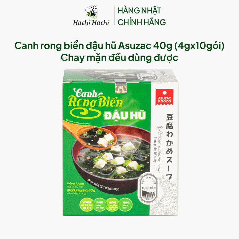 Canh rong biển đậu hũ Asuzac 40g (4gx10gói) Chay mặn đều dùng được thương hiệu ASUZAC FOODS